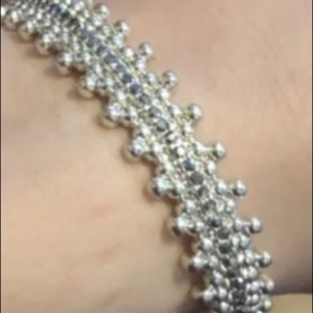 Lucky Brand Silver Black Crystal Cuff Bracelet